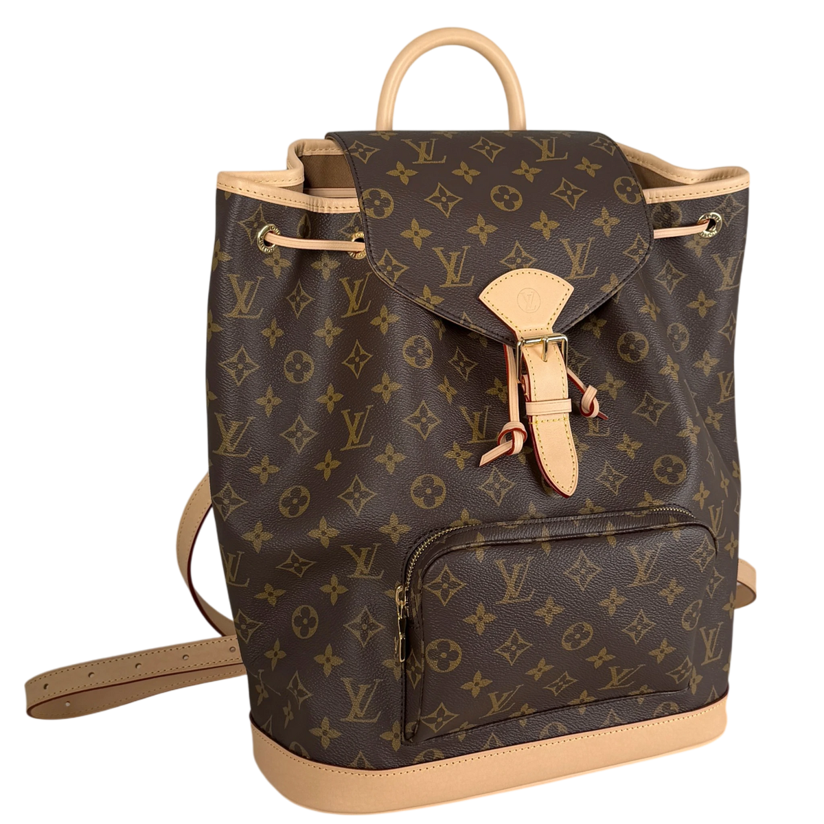 Louis Vuitton Montsouris MM Rucksack Monogram Canvas Vachetta Gold – Ansicht 2