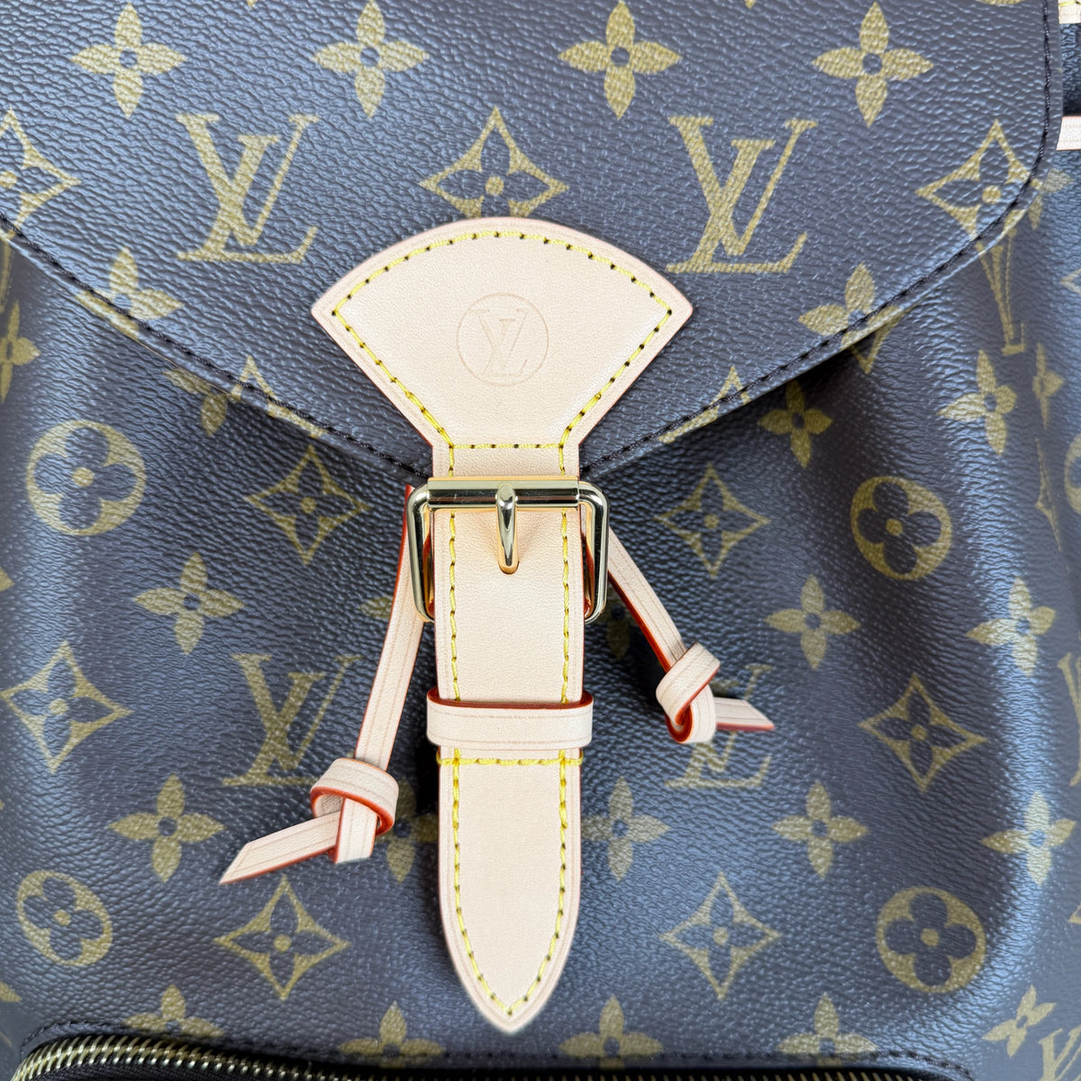 Louis Vuitton Montsouris MM Rucksack Monogram Canvas Vachetta Gold – Ansicht 5