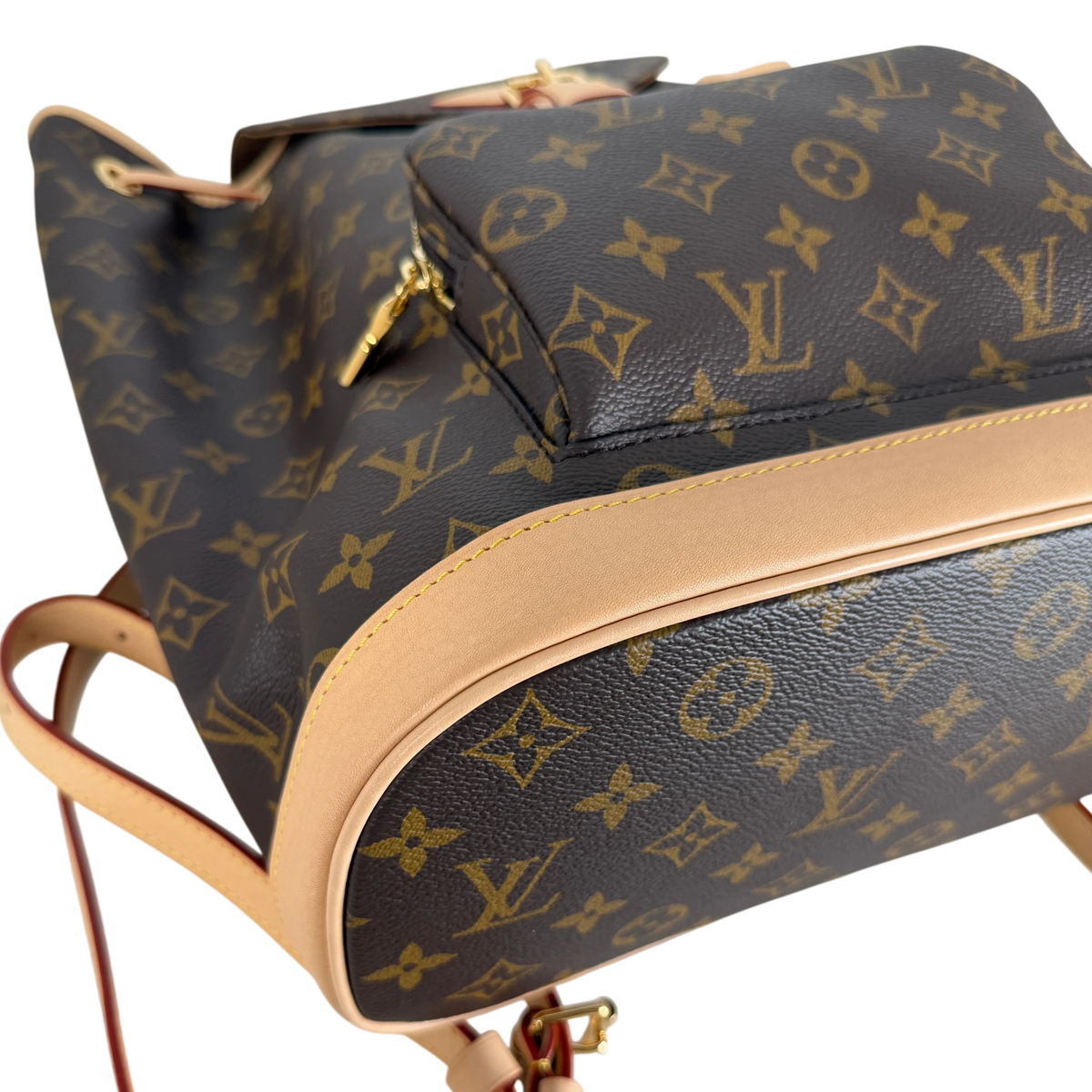 Louis Vuitton Montsouris MM Rucksack Monogram Canvas Vachetta Gold – Ansicht 10