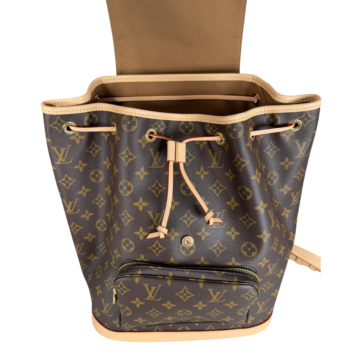 Louis Vuitton Montsouris MM Rucksack Monogram Canvas Vachetta Gold – Ansicht 12