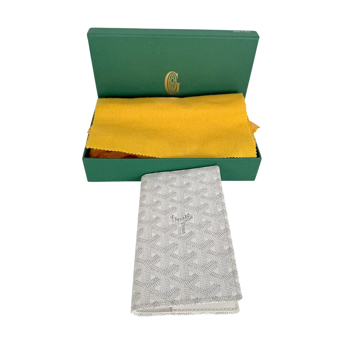 Goyard Grenelle Passhülle Goyardine Canvas Weiß Kalbsleder
