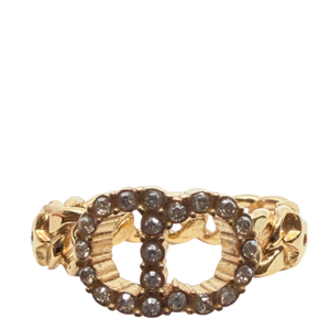 Dior Clair D Lune Chain Ring kristallen gouden afwerking maat XS