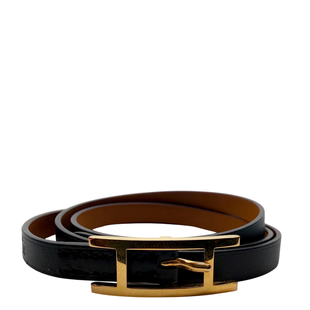 Hermès Behapi Double Tour Wendearmband Noir Gold Kalbsleder