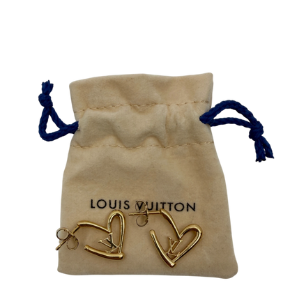 Louis Vuitton Fall in Love Earrings PM Heart Gold M00463