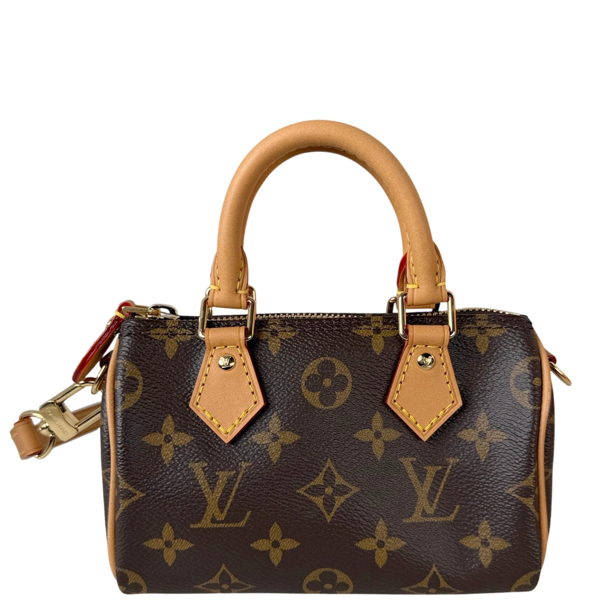 Louis Vuitton Nano Speedy Monogram Canvas Bruin Goud met riem