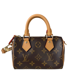 Louis Vuitton Nano Speedy Monogram Canvas Bruin Goud met riem