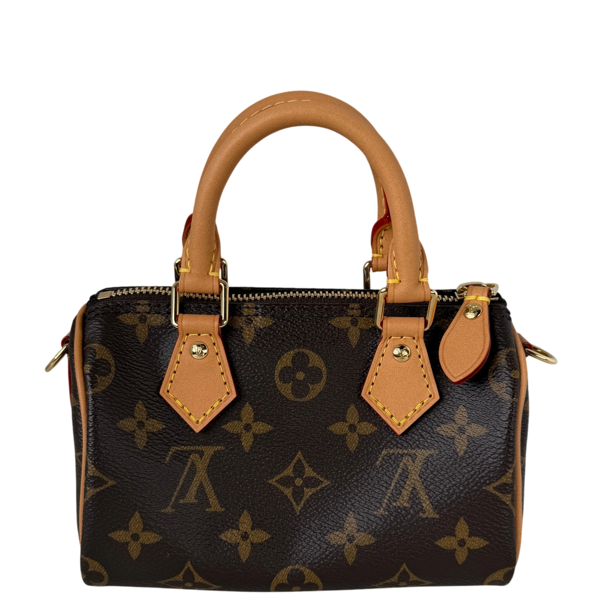 Louis Vuitton Nano Speedy Monogram Canvas Bruin Goud met riem