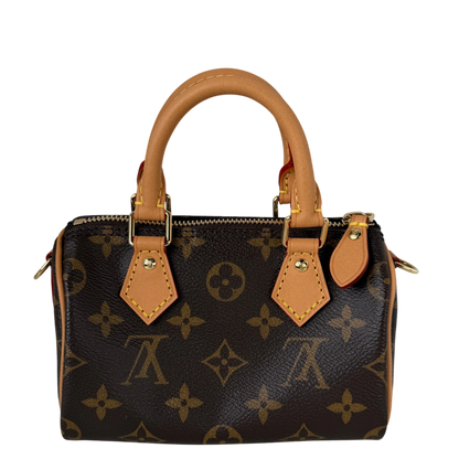Louis Vuitton Nano Speedy Monogram Canvas Bruin Goud met riem