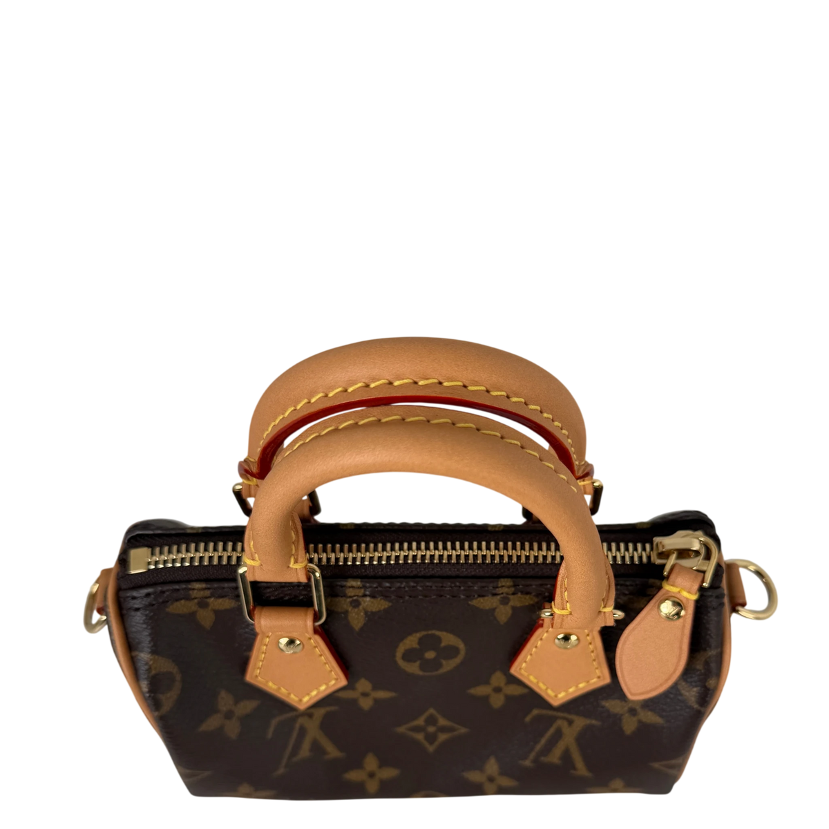 Louis Vuitton Nano Speedy Monogram Canvas Bruin Goud met riem