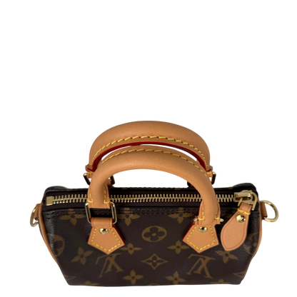 Louis Vuitton Nano Speedy Monogram Canvas Bruin Goud met riem