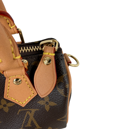Louis Vuitton Nano Speedy Monogram Canvas Bruin Goud met riem