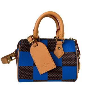 Louis Vuitton Speedy Bandoulière 18 Damier Pop Blauw Bruin Goud