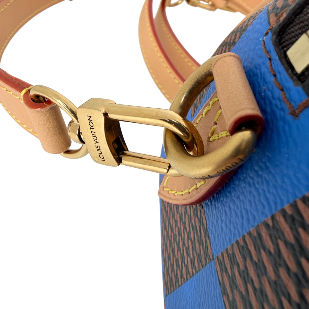 Louis Vuitton Speedy Bandoulière 18 Damier Pop Blauw Bruin Goud