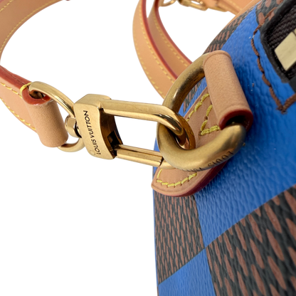 Louis Vuitton Speedy Bandoulière 18 Damier Pop Blauw Bruin Goud