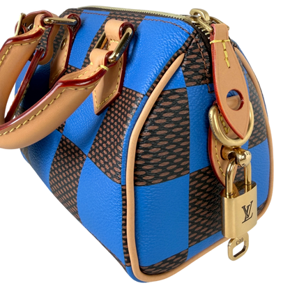 Louis Vuitton Speedy Bandoulière 18 Damier Pop Blauw Bruin Goud