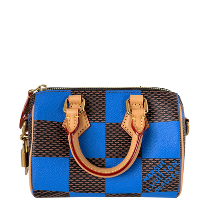 Louis Vuitton Speedy Bandoulière 18 Damier Pop Blauw Bruin Goud