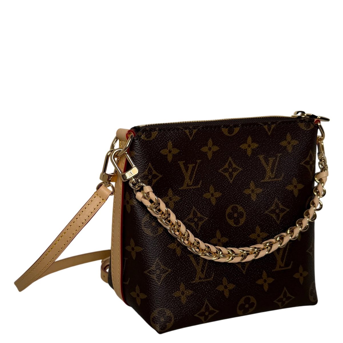Louis Vuitton Multipass Mini Monogram Canvas Crossbody Bruin Goud