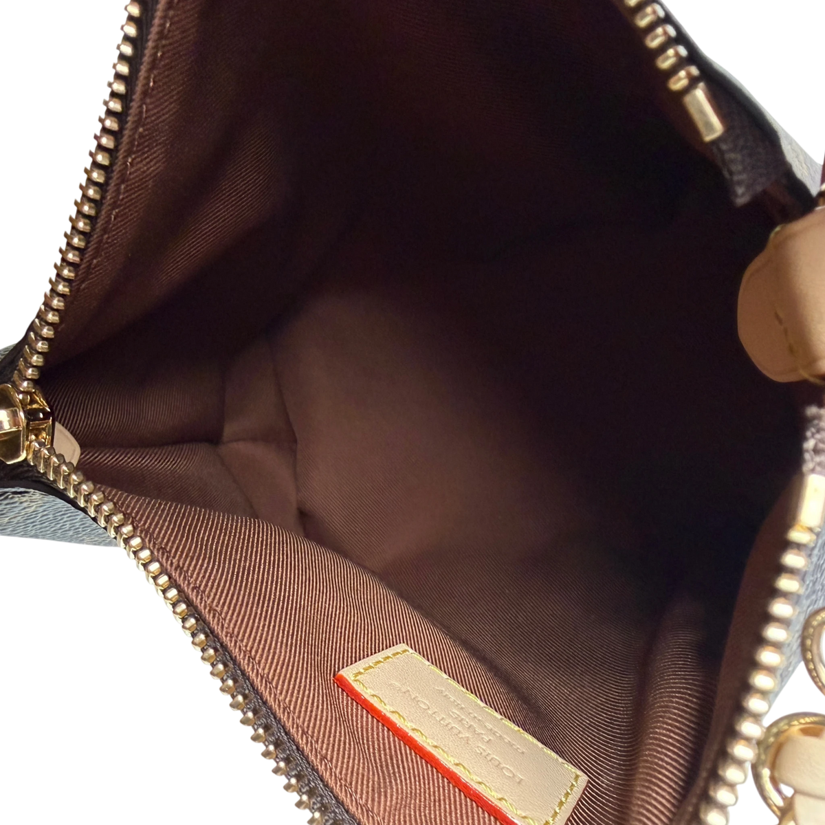 Louis Vuitton Multipass Mini Monogram Canvas Crossbody Bruin Goud
