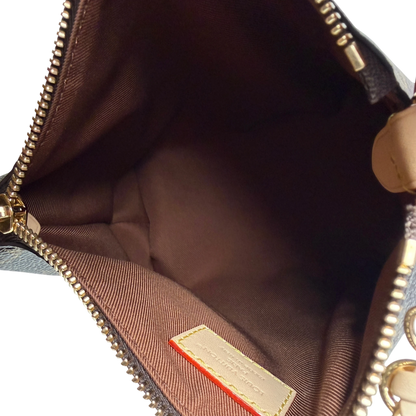 Louis Vuitton Multipass Mini Monogram Canvas Crossbody Bruin Goud