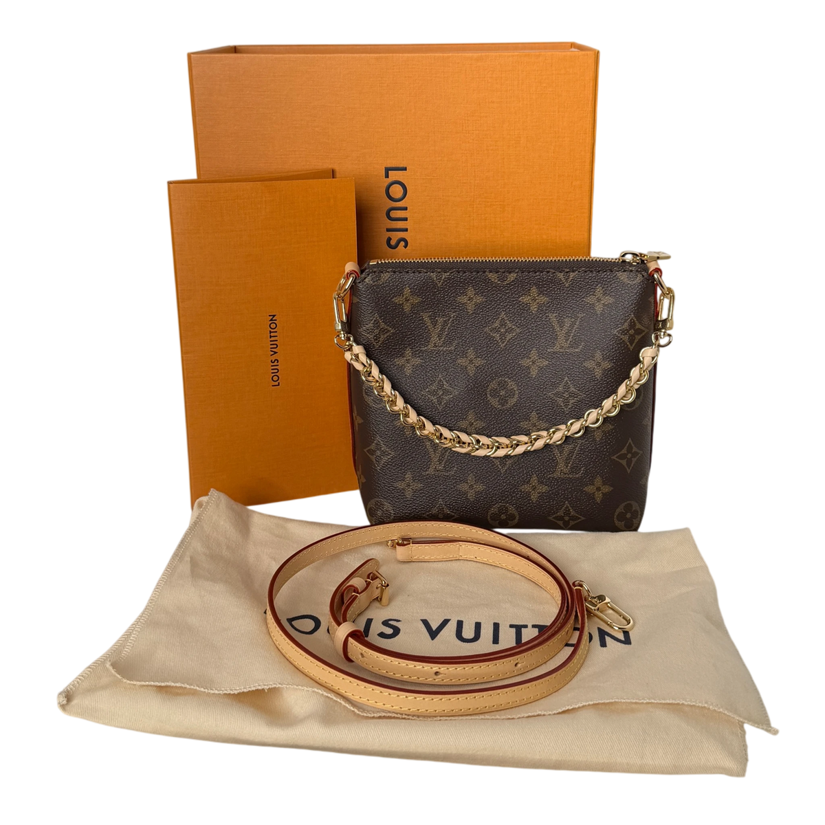 Louis Vuitton Multipass Mini Monogram Canvas Crossbody Bruin Goud