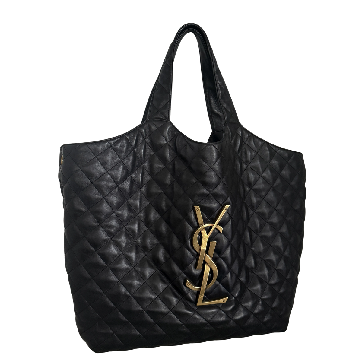 Saint Laurent ICARE Maxi-Shopper aus gestepptem Lammleder Schwarz / sehr gut Saint Laurent