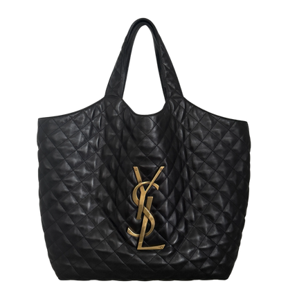 Saint Laurent ICARE Maxi-Shopper aus gestepptem Lammleder Schwarz / sehr gut Saint Laurent
