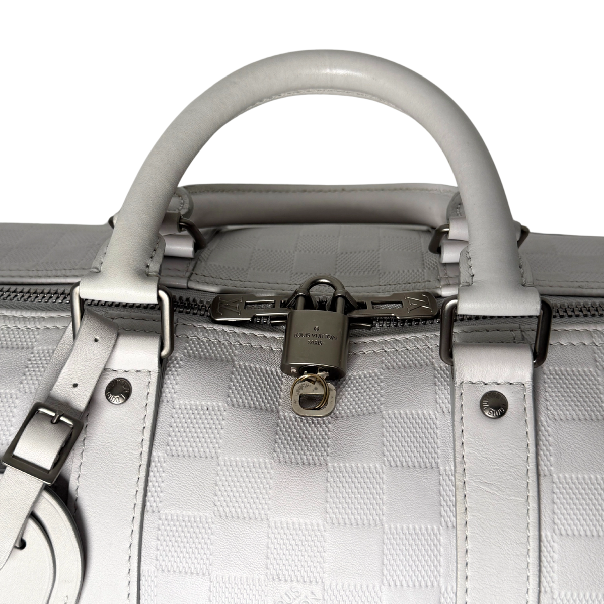 Louis Vuitton Infini Keepall 45 Bandoulière reistas lichtgrijs