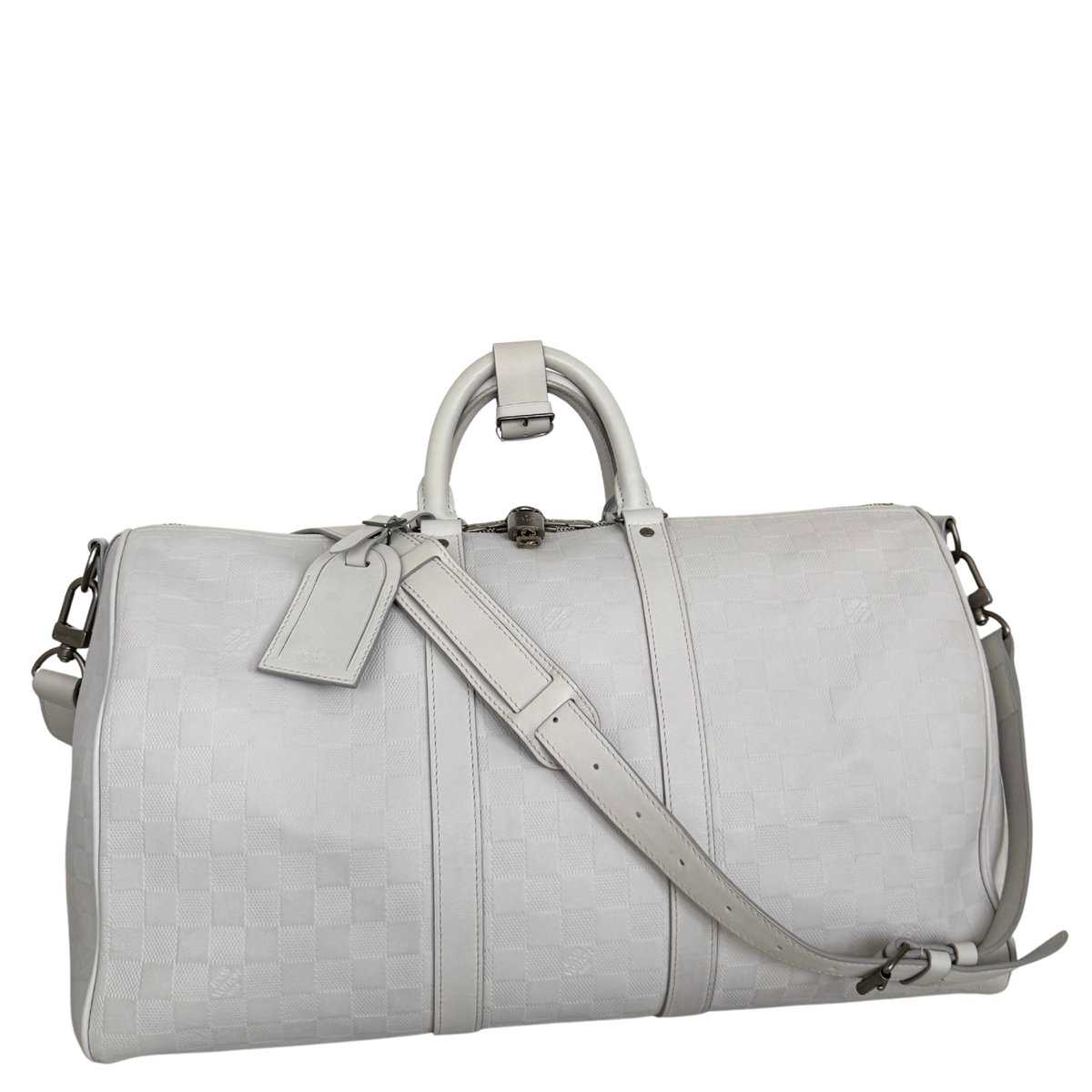 Louis Vuitton Infini Keepall 45 Bandoulière reistas lichtgrijs