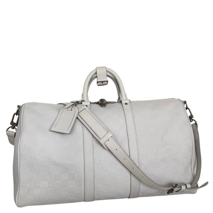 Louis Vuitton Infini Keepall 45 Bandoulière reistas lichtgrijs