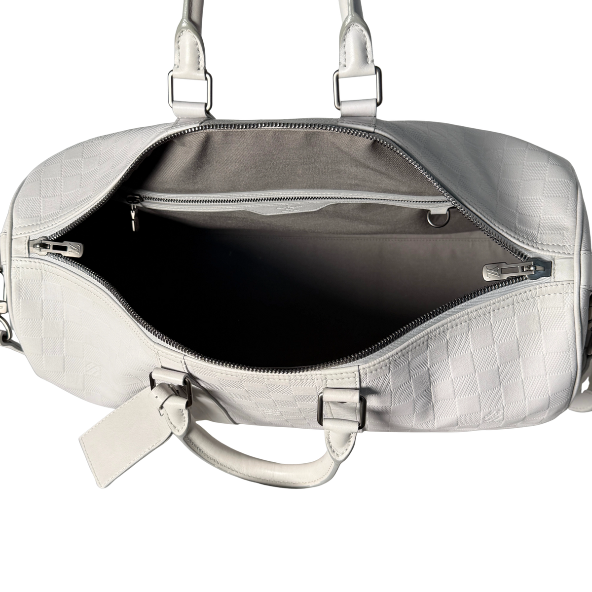 Louis Vuitton Infini Keepall 45 Bandoulière reistas lichtgrijs
