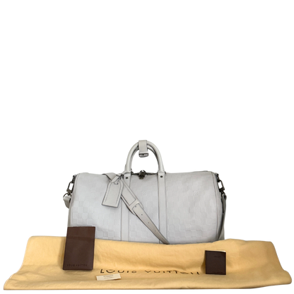 Louis Vuitton Infini Keepall 45 Bandoulière reistas lichtgrijs