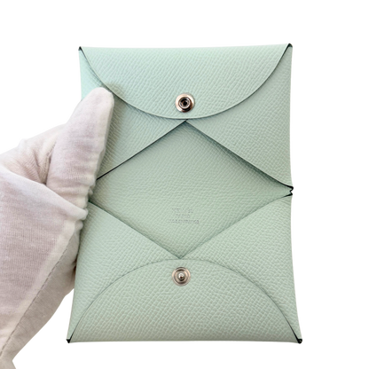 Hermès Kartenetui Calvi Duo Compact Vert Peppermint Fullset / neuwertig Hermès