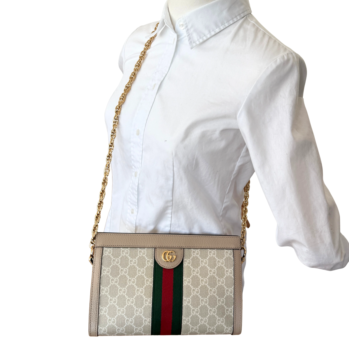 Gucci Ophidia GG Kleine Schultertasche Beige / neuwertig Gucci