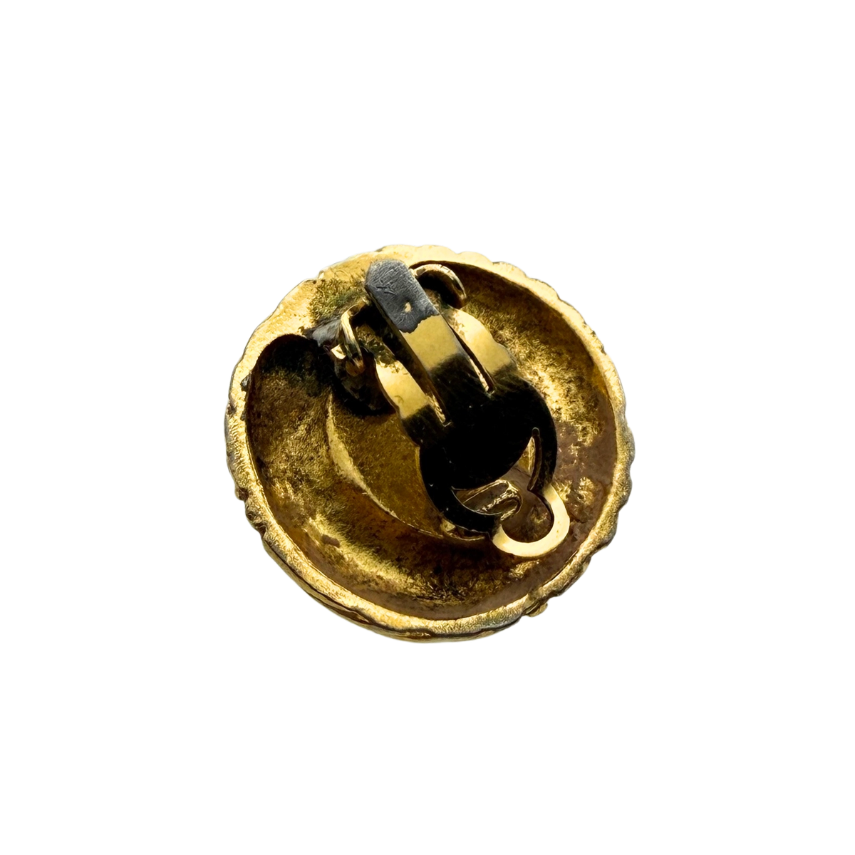 Chanel Ronde Clip-on Oorbellen met Koordpatroon Goud