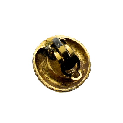 Chanel Ronde Clip-on Oorbellen met Koordpatroon Goud