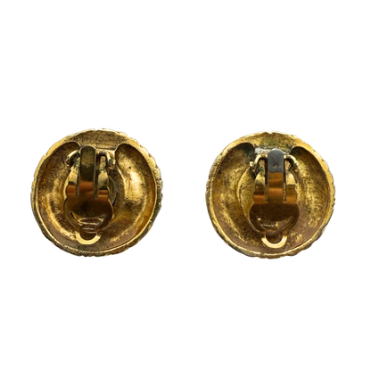 Chanel Ronde Clip-on Oorbellen met Koordpatroon Goud