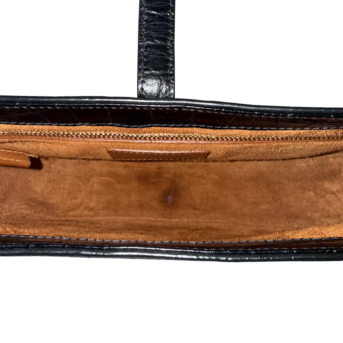 Saint Laurent LE 5 À 7 glänzendes Leder Krokodilprägung Schwarz / sehr gut Saint Laurent
