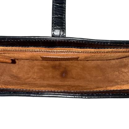 Saint Laurent LE 5 À 7 glänzendes Leder Krokodilprägung Schwarz / sehr gut Saint Laurent