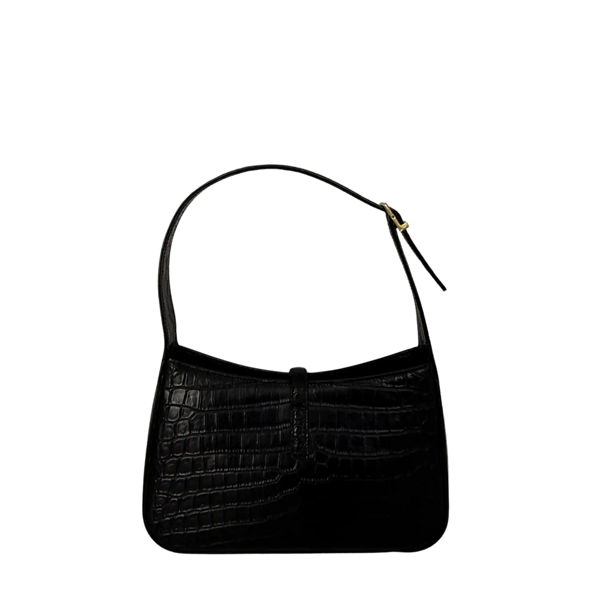 Saint Laurent LE 5 À 7 glänzendes Leder Krokodilprägung Schwarz / sehr gut Saint Laurent