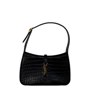 Saint Laurent LE 5 À 7 glanzend leer krokodillenprint zwart