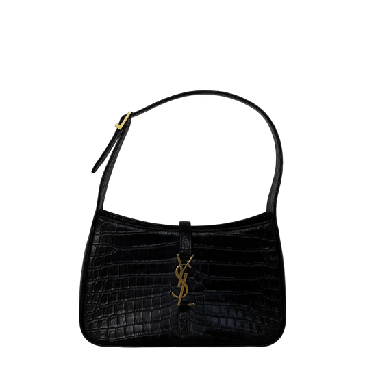 Saint Laurent LE 5 À 7 glänzendes Leder Krokodilprägung Schwarz / sehr gut Saint Laurent