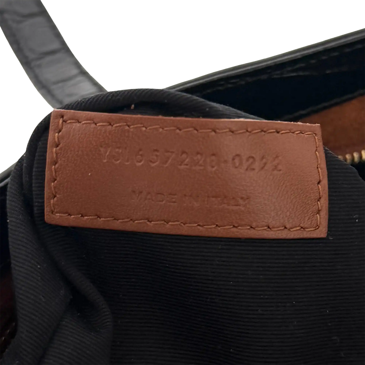 Saint Laurent LE 5 À 7 glänzendes Leder Krokodilprägung Schwarz / sehr gut Saint Laurent