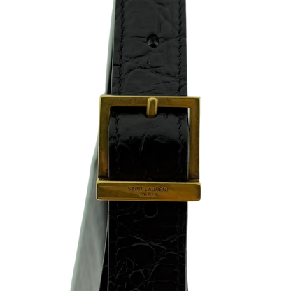 Saint Laurent LE 5 À 7 glänzendes Leder Krokodilprägung Schwarz / sehr gut Saint Laurent