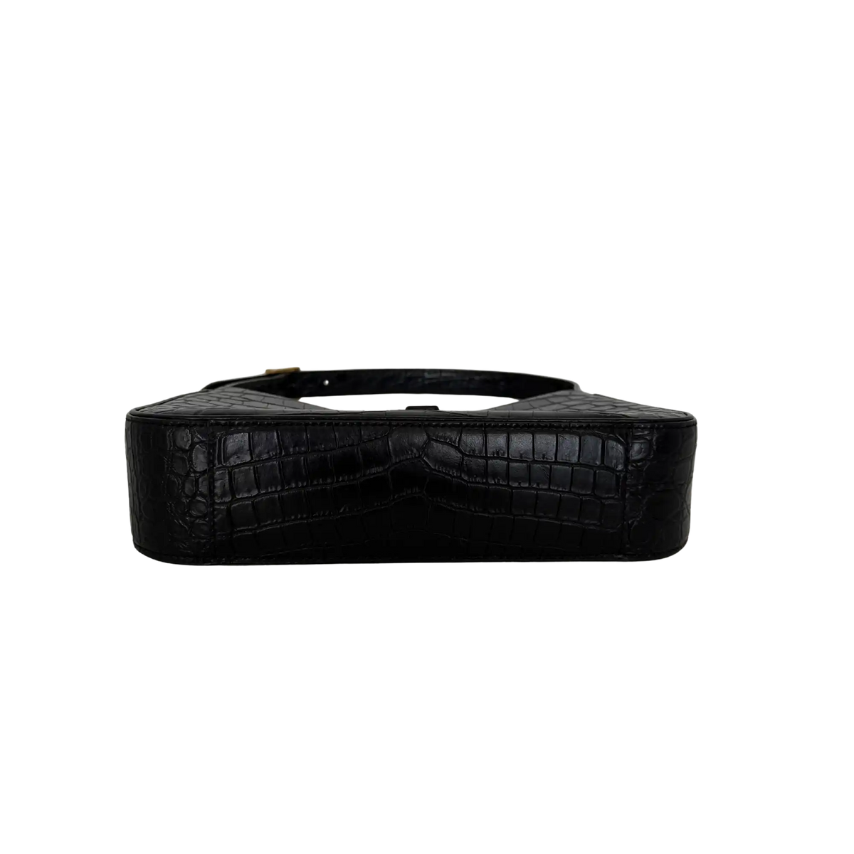 Saint Laurent LE 5 À 7 glänzendes Leder Krokodilprägung Schwarz / sehr gut Saint Laurent