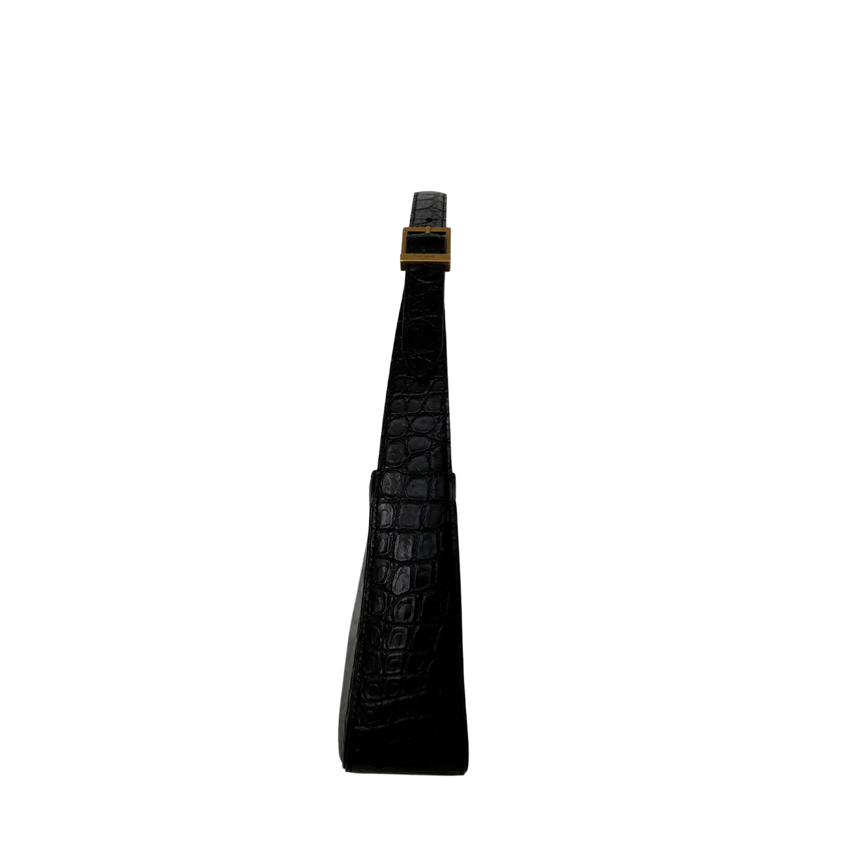 Saint Laurent LE 5 À 7 glänzendes Leder Krokodilprägung Schwarz / sehr gut Saint Laurent