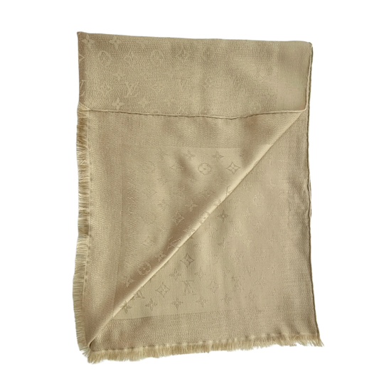 Louis Vuitton Monogram Shine Scarf Beige / good
