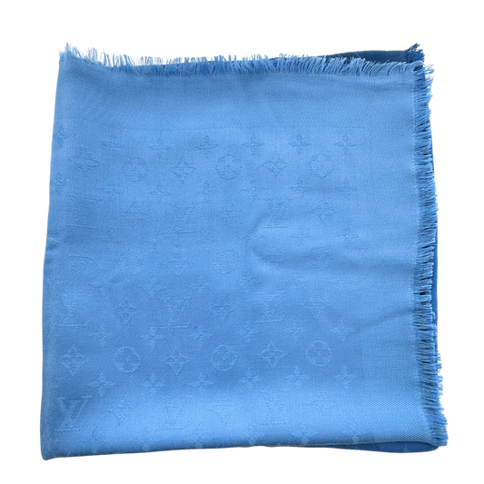 Louis Vuitton Monogram Shine Scarf Blue Full Set / very good