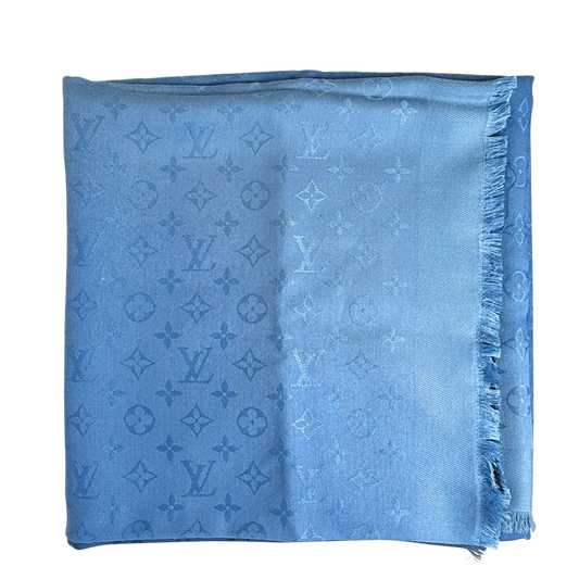 Louis Vuitton Monogram Shine Scarf Blue Full Set / very good