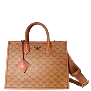 MCM Himmel Tote Bag in Lauretos Canvas Cognac