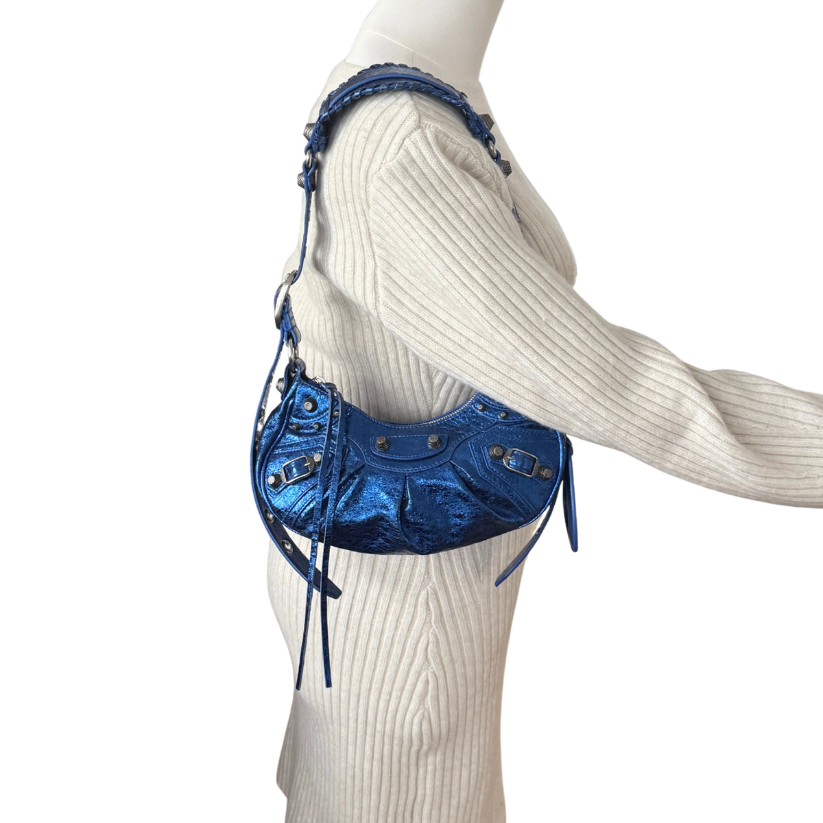 Balenciaga Le Cagole XS Metallic Blau / sehr gut Balenciaga